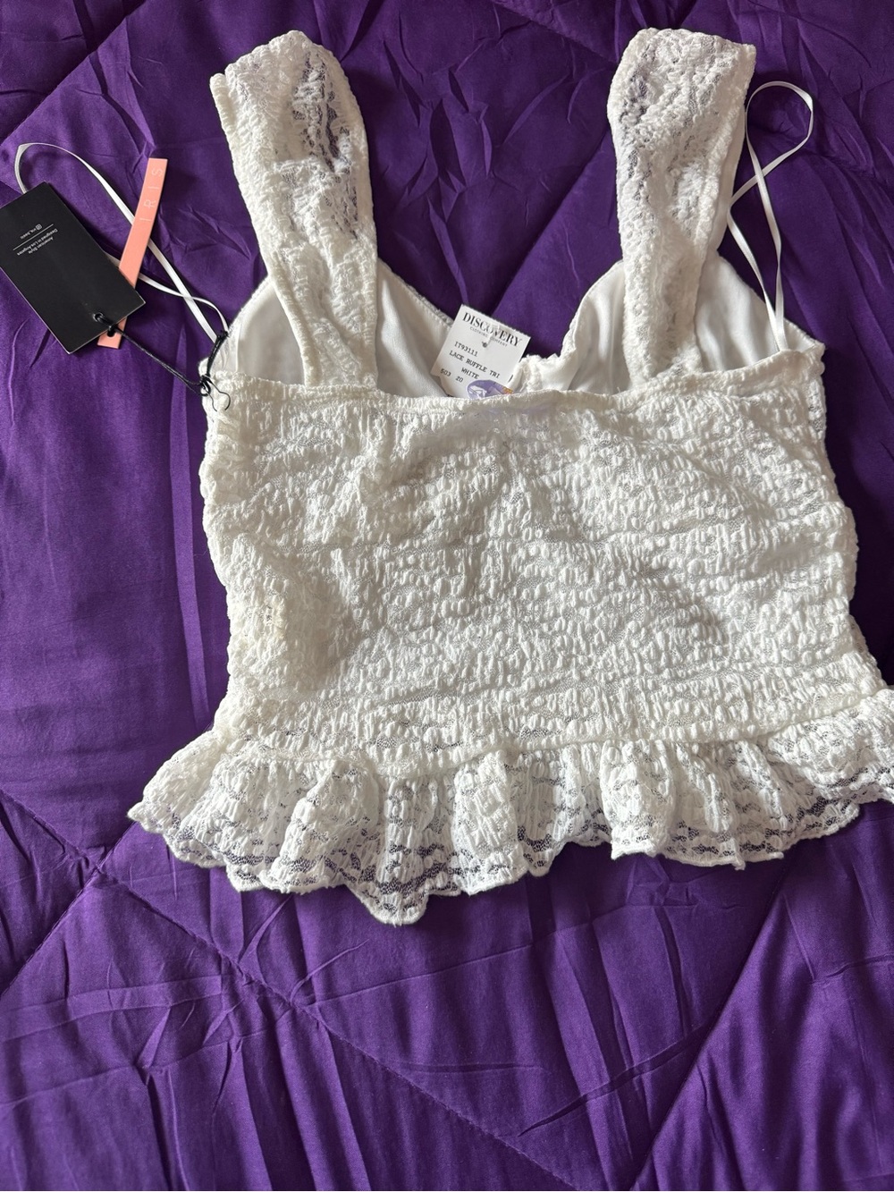 iris White Lace Ruffle Tank Top - Picture 4 of 5